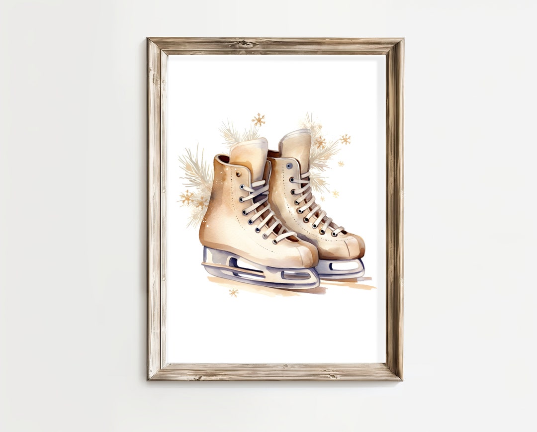 Ice Skating Print, Winter Wall Art, Printable Christmas Wall Art