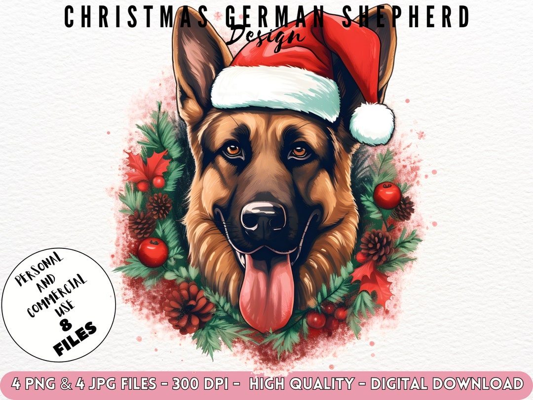 Christmas Dog Clipart German Shepherd Clipart Cute Dog - Etsy