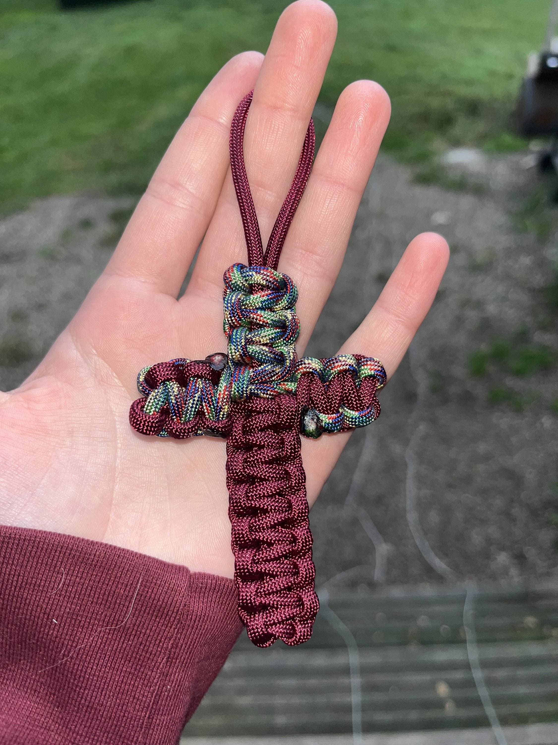 Paracord Cross Keychain: Handmade Veteran Family Made - Etsy