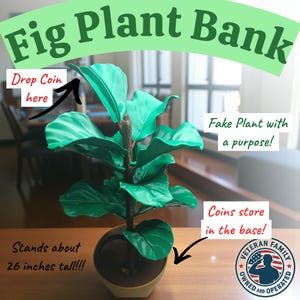 Fake Fig Plant Coin Bank: Customizable Home Decor, Veteran Made