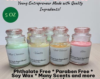 5 oz Soy Candle – Non-Toxic, Handcrafted, Clean Burning