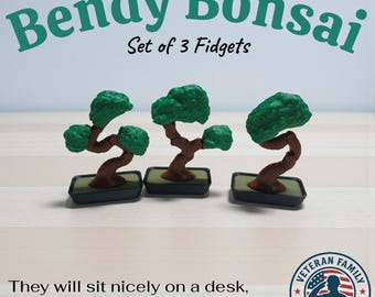 Articulating Bonsai Tree Fidgets - Set of 3 - Veteran Made