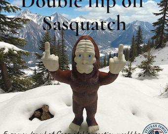 Sasquatch Flipping off statue- Funny Big Foot Figure - Veteran Made