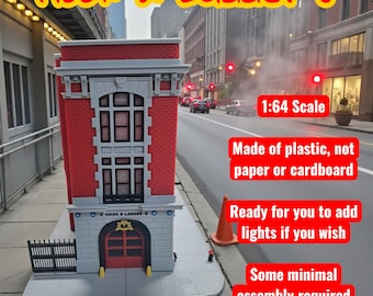 Haak en ladder 8 Firehouse Diorama | Schaal 1:64 | Aanpasbaar | Familie gemaakt door veteranen |