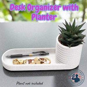 Desk Organizer with Planter: Customizable Pen Tray, Veteran Made