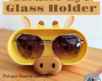 Giraffe Eyeglass Holder: Customizable 3D Printed Glasses desk, or nightstand organizer veteran family made