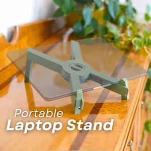 Soporte elevador para computadora portátil / Compacto / Soporte para cables / Fabricado por veteranos / Personalizable /