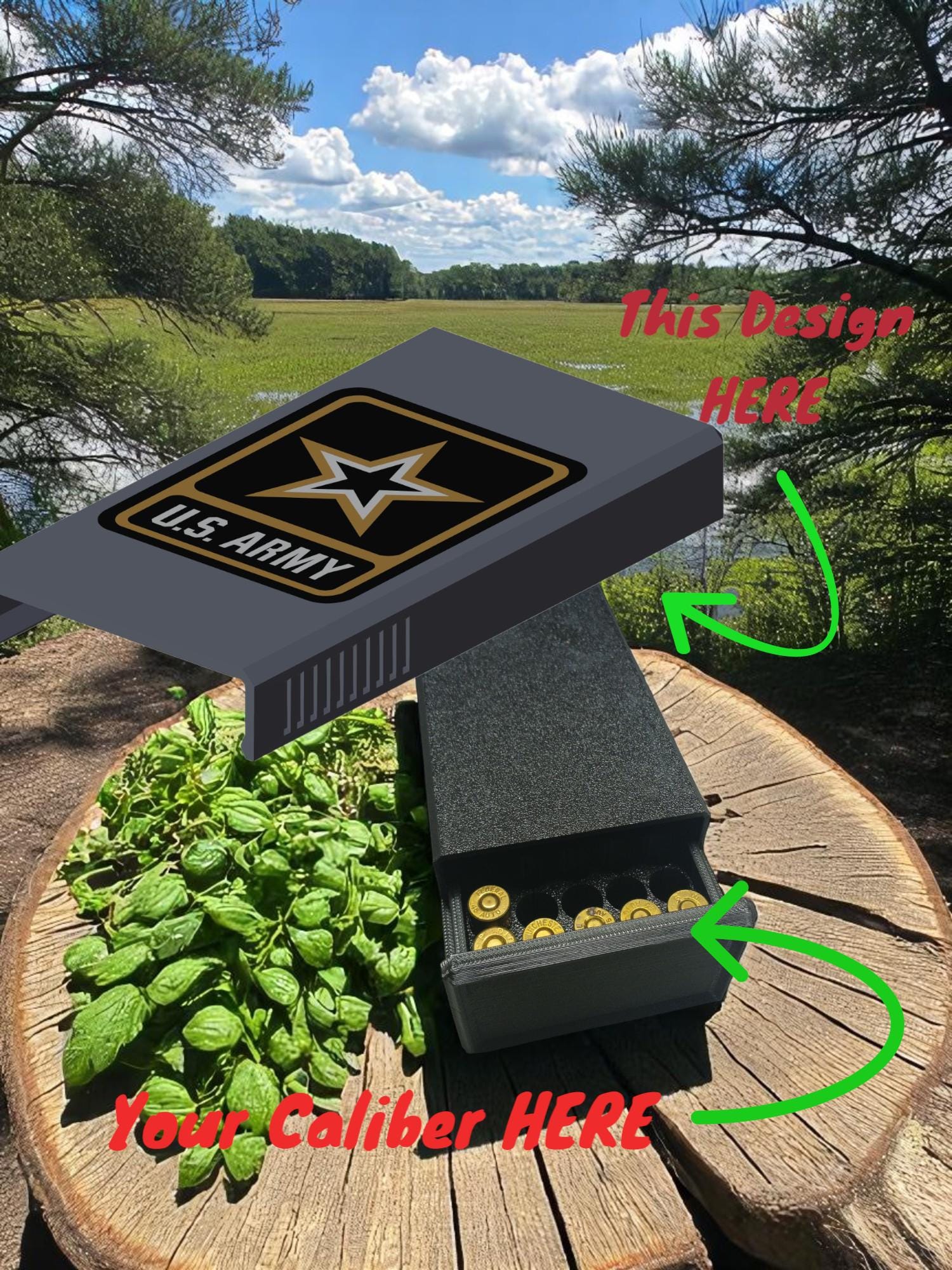 50 round Ammo Box | Many caliber options | Army | Customizable | Veteran Family Made | All Calibers Available!