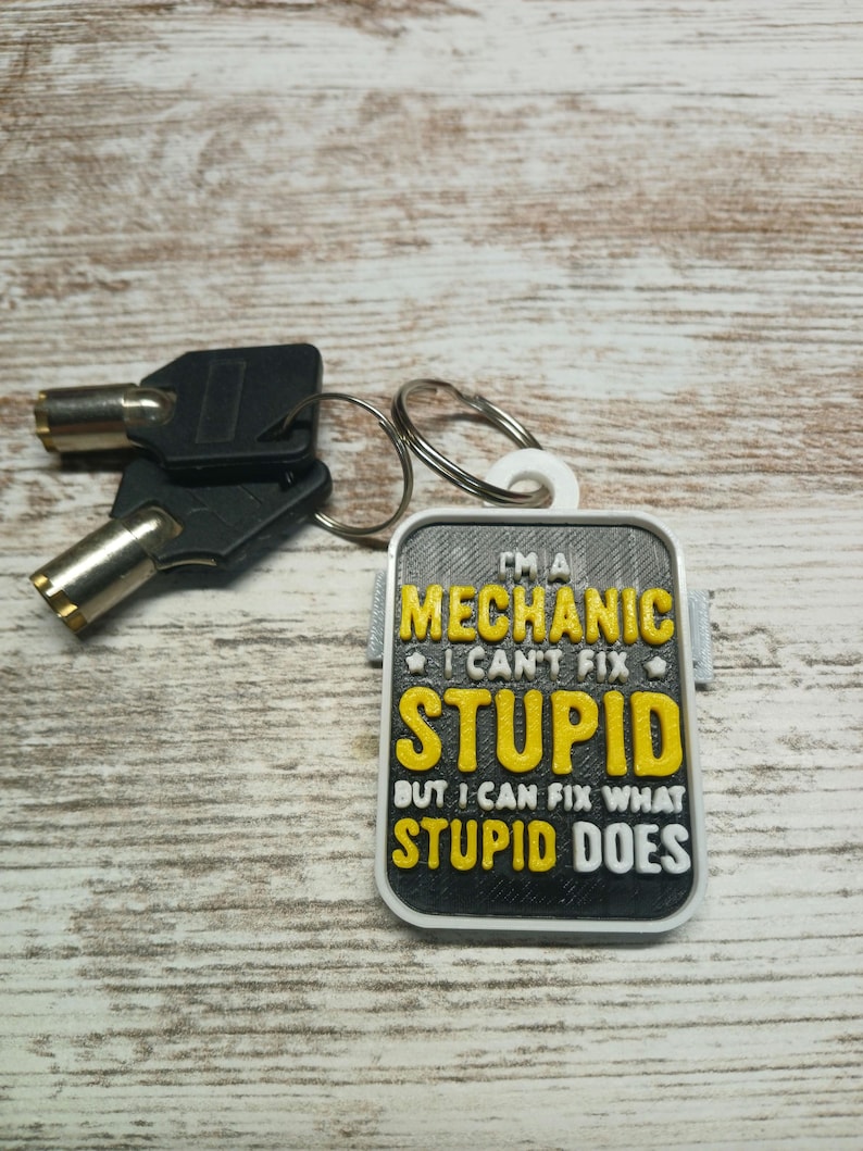 I Am a Mechanic I Can't Fix Stupid Keyring Keychain 3d Printed Pick