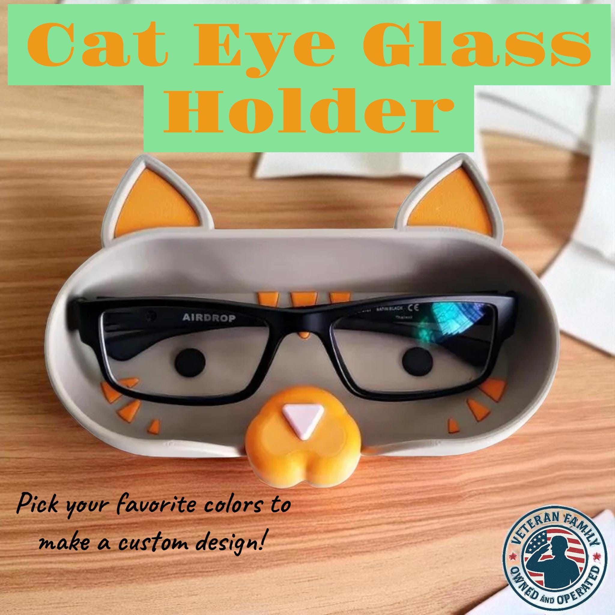 Cat Eyeglass Holder: Customizable 3D Printed Glasses Holder and Organizer,  Veteran Made - Etsy Canada