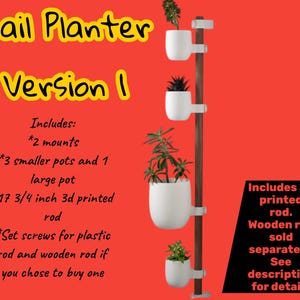Vertical 4-Pot Planter Kit: Water Catch Trays, 17" Rod Included