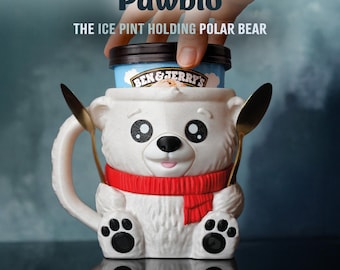 Bear Pint Ice Cream Holder | Polar Bear | Customizable | Veteran Family Made