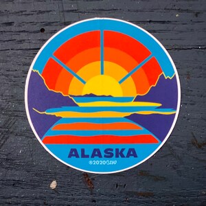 Turnagain Sunset - Digital die-cut sticker, printed on white vinyl, outdoor rated 3-5 yrs.