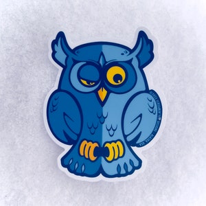 Night Owl - Digital die-cut sticker, printed on clear vinyl, outdoor rated 3-5 yrs.