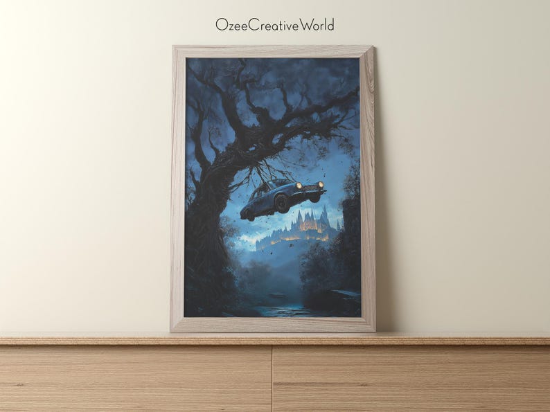 Flying Wizard Car Printable Wall Art, Printable Portrait, Digital