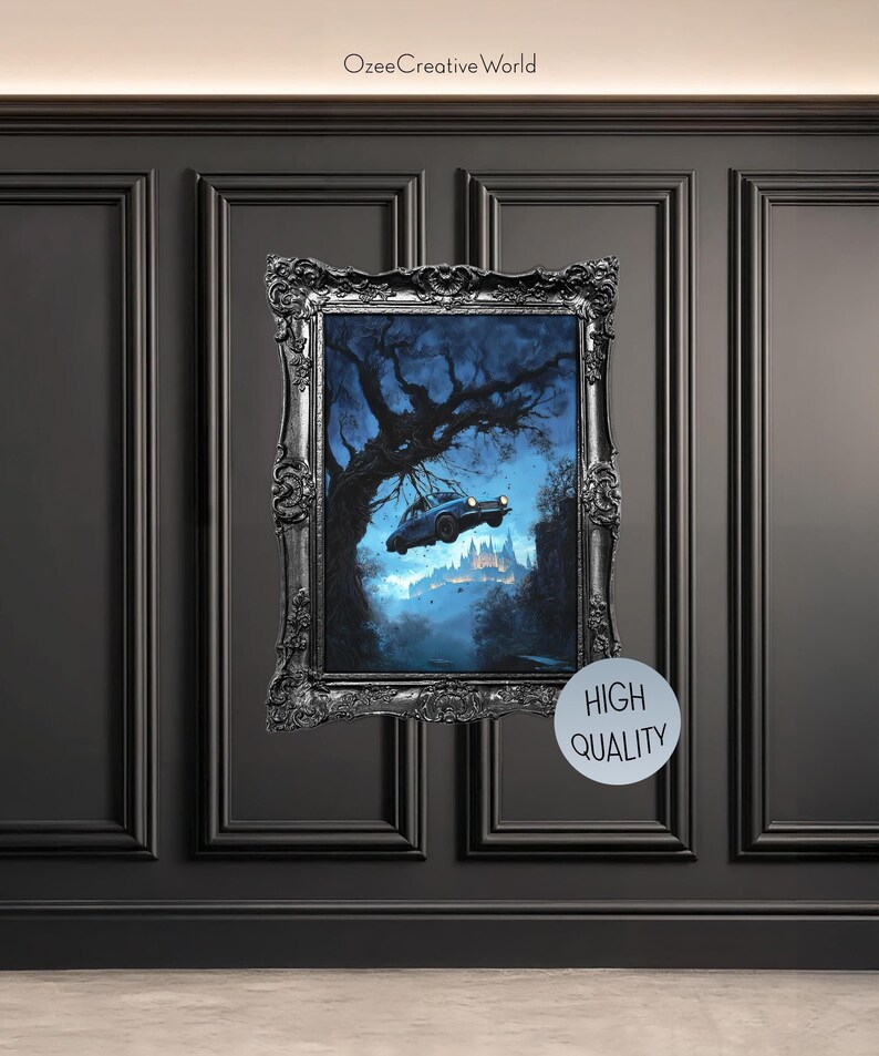 Flying Wizard Car Printable Wall Art, Printable Portrait, Digital