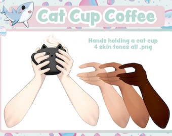 Black Cat Cup in Hands | V-tube Asset