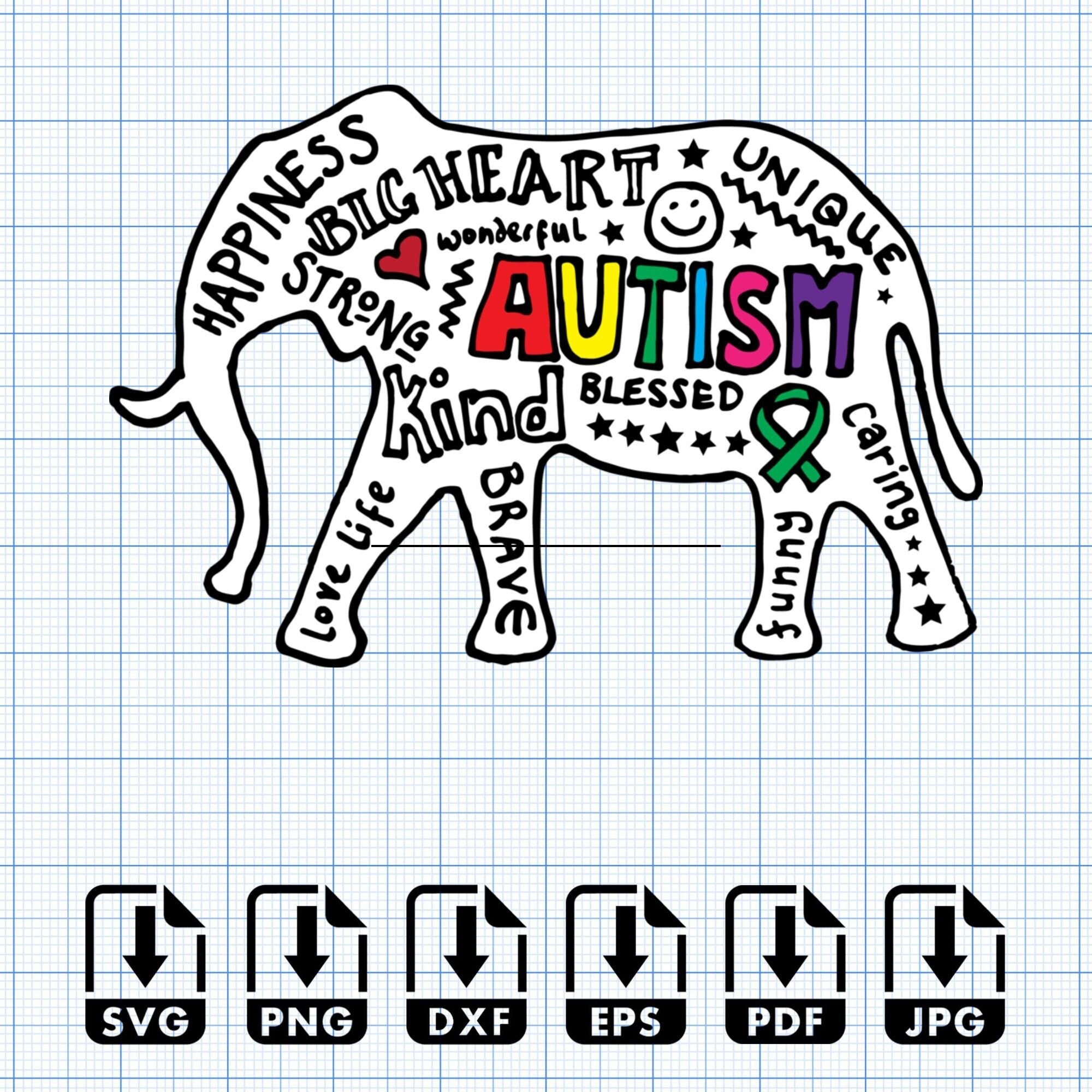AUTISM Elephant SVG Png Eps Dxf Pdf Digital Cut File - Etsy