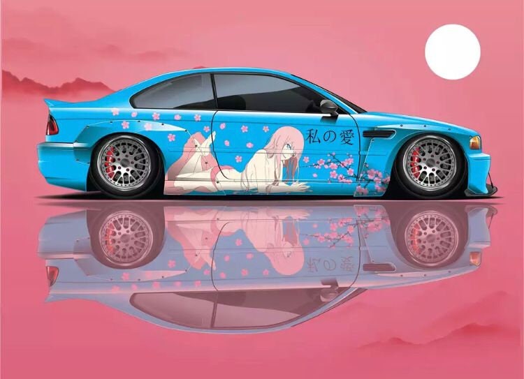 Japanese Anime Vehicle Livery Manga Theme Side Car Wrap Cast Vinyl Wrap  Universal Size Pink Anime Car Sticker   AliExpress Mobile