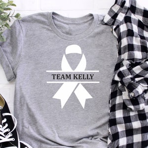 Custom Lung Cancer Awareness Shirt, Personalized Lung Cancer Shirt, Lung Cancer T-shirt, White Ribbon Gift, Custom Cancer Support Team Gift