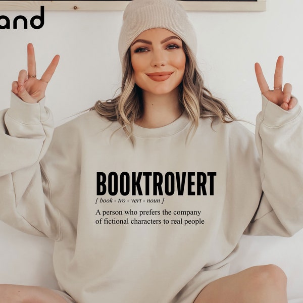 Booktrovert definitie sweatshirt, grappig boek minnaar sweatshirt, leraar sweatshirt, bibliothecaris sweatshirt, leesshirt, boek minnaar cadeau