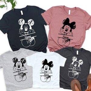 Gepersonaliseerd Disneyland shirt, aangepaste naam Disneyland familie bijpassende shirt, vintage Mickey en Minnie shirt, Disneyland Match Trip shirt