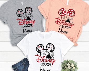 Custom Name Disneyland Matching Family Shirts, Personalized Disney Vacation Shirts, Disney Family Trip Shirt, Disney 2024 Mickey Minnie Tee