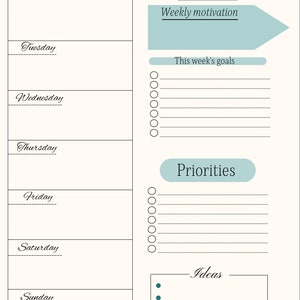 Custom Digital Weekly ADHD Planner Undated Student Weekly Organizer ...