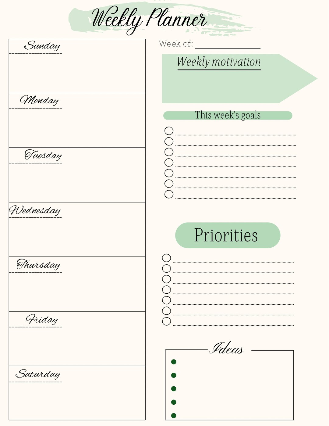 Customizable ADHD Digital Weekly Planner Undated To-do Checklist Goal ...