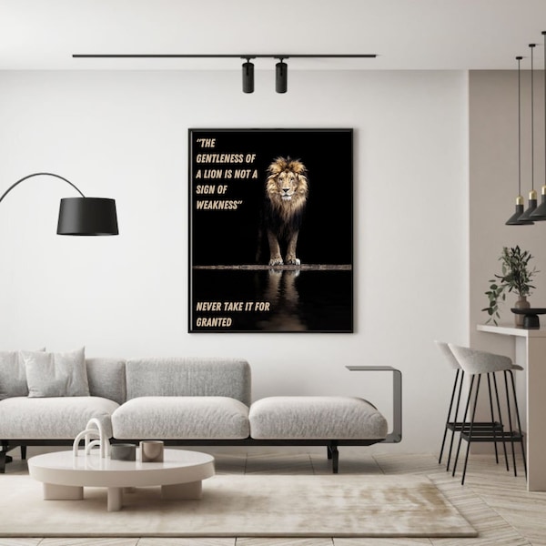 Motivational Office Decor Wall Art Lion Print Home Decor Inspirational Self Realization Printable Digital Download