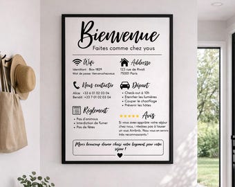 Printable Airbnb Welcome Sign, Vacation Rental Welcome Poster, Editable Canva Template, WiFi Rules, Airbnb Host Accessories