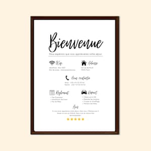 Airbnb Panneau Accueil Français, Location Vacances Imprimable, Poster Arrivée Hôtes, Choses à Savoir, Règlement Logement Plage, Infos Wifi
