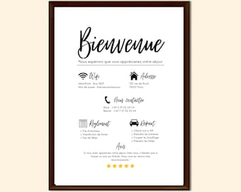 Airbnb Welcome Sign (French), Printable Vacation Rental, Guest Arrival Poster, Things to Know, Beach Accommodation Rules, Wi-Fi Information
