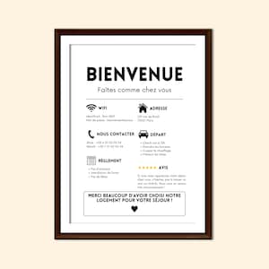 Airbnb Panneau Accueil Français, Location Vacances Imprimable, Poster Arrivée Hôtes, Choses à Savoir, Règlement Logement Plage, Infos Wifi