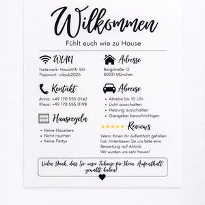 Airbnb Willkommensschild Druckbar, Ferienwohnung Poster Editierbar, Canva Vorlage, Hausregeln WLAN Schild, Airbnb Gastgeber image 5