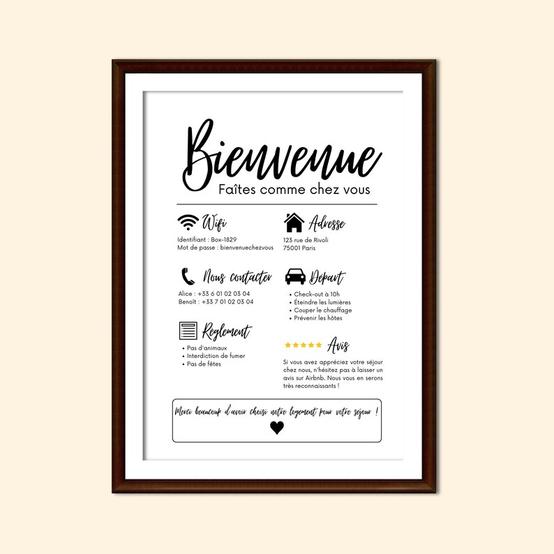 Printable Airbnb Welcome Sign, Vacation Rental Welcome Poster, Editable Canva Template, WiFi Rules, Airbnb Host Accessories image 5