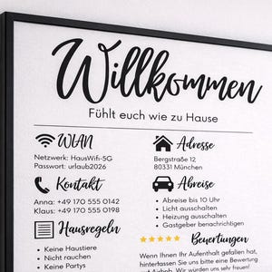 Airbnb Willkommensschild Druckbar, Ferienwohnung Poster Editierbar, Canva Vorlage, Hausregeln WLAN Schild, Airbnb Gastgeber image 6