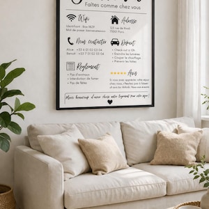 Printable Airbnb Welcome Sign, Vacation Rental Welcome Poster, Editable Canva Template, WiFi Rules, Airbnb Host Accessories image 3