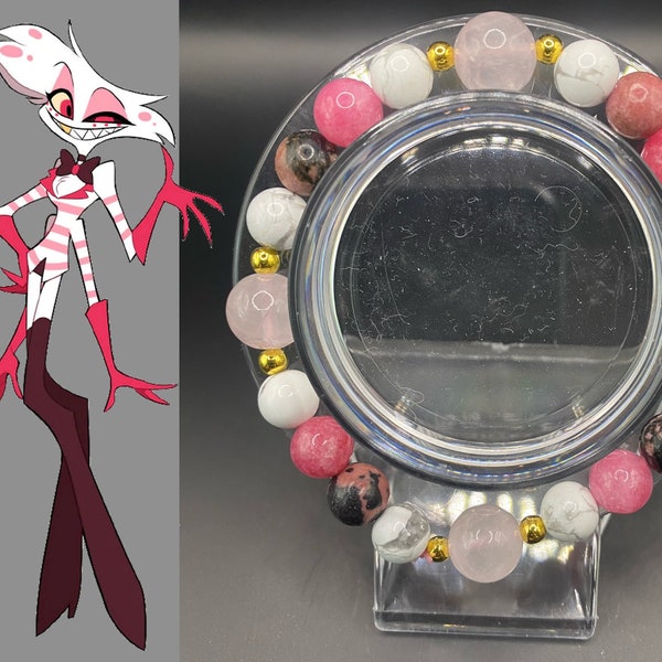 Angel Dust - Hazbin Hotel - UPDATED - real crystal bead bracelet