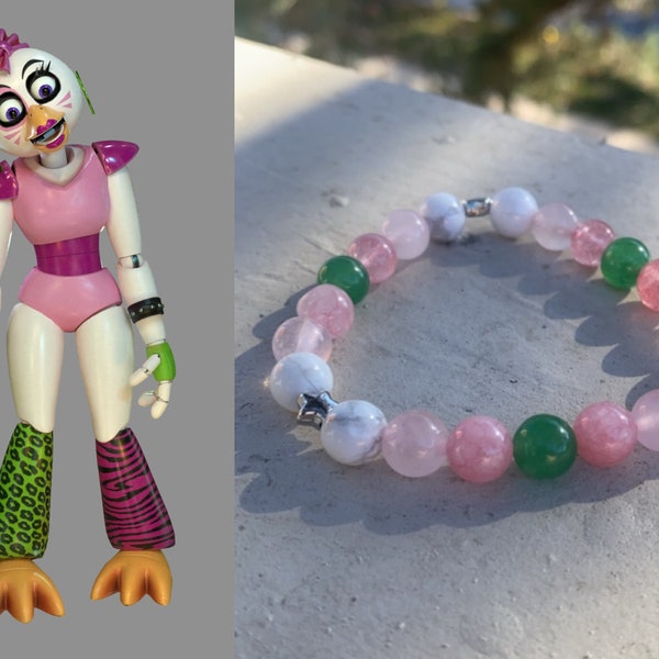 Glamrock Chica - FNAF - UPDATED - real crystal bead bracelet