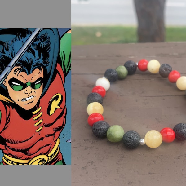 Robin - DC Comics - real crystal bead bracelet