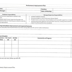 Performance Improvement Plan Printable, Operations, Instant Download, Plan, Business