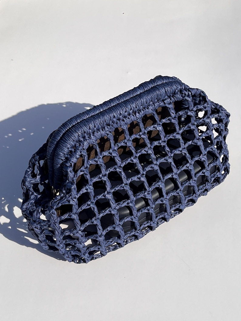 Crochet Raffia Summer Clutch: Handcrafted, Airy, Netted, Openwork, Mesh image 6