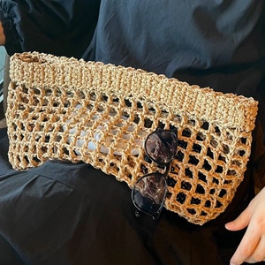 Oversized Straw Mesh Raffia Clutch xxl Open Weave Beach Clutch Outsized Summer Vacation Bag Large Woven Clutch Oversize Crochet Begie Clutch