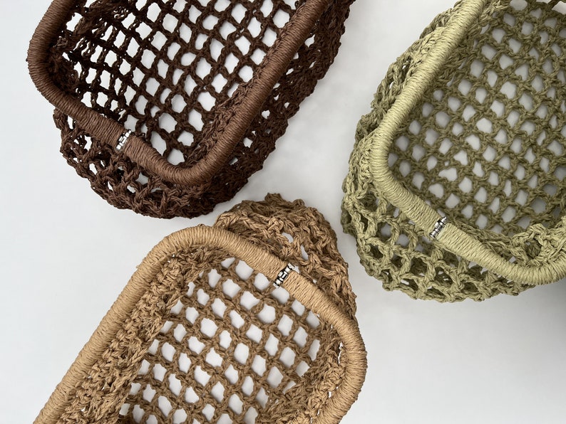 Noist/1 Knitted Fish Net Bag Paper Rope Clutch Bag Etsy