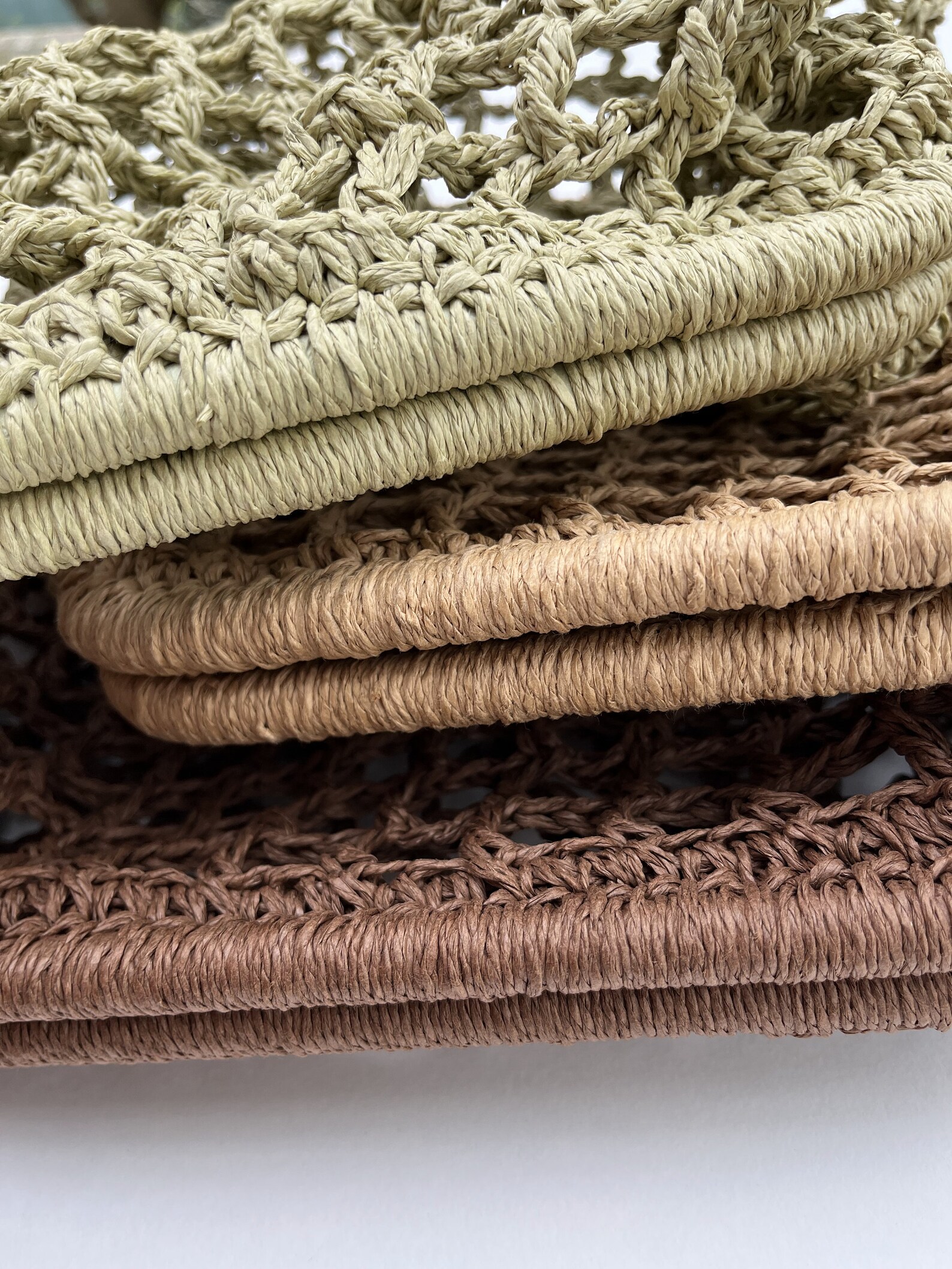 Noist/1 Knitted Fish Net Bag Paper Rope Clutch Bag Etsy