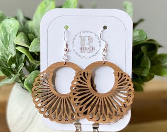 Wood Earrings, Dangle Earrings, Drop Earring, Lightweight Earrings, Wooden Earrings Dangle, Natural Earrings, Boho Earrings, Female Gift