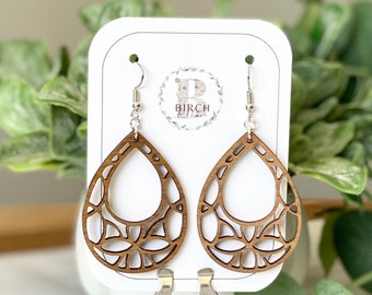 Wood Earrings, Dangle Earrings, Drop Earring, Lightweight Earrings, Wooden Earrings Dangle, Natural Earrings, Boho Earrings, Female Gift