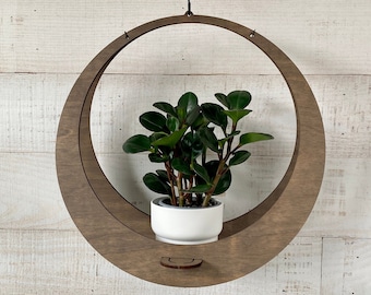 Large Indoor Wooden Circular Plant Hanger | Plant Hanger | Modern Plant Hanger