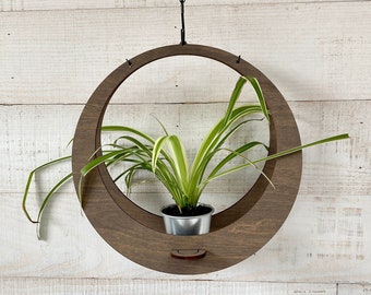 Medium Indoor Wooden Circular Hanging Planter | Plant Hanger | Modern Plant Hanger